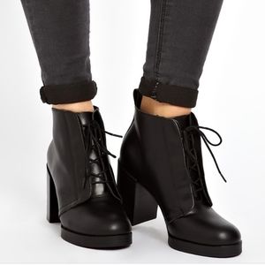 Cheap Monday block heel chunky grunge 90s goth ankle boots sz 7 black